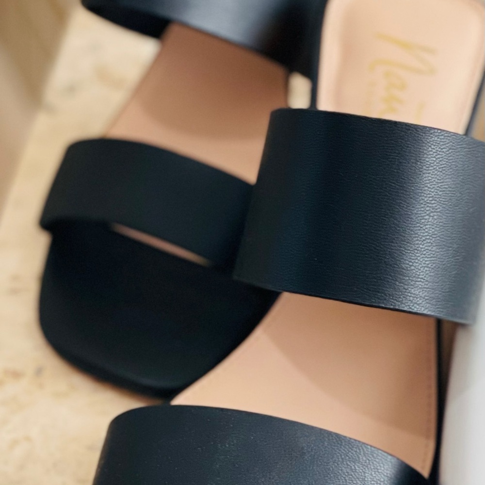 Nanette Lepore Black Leather Sandals -stunning 2.5 heel Brand new never worn 6.5